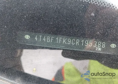 2012 Toyota Camry Le from USA, damaged, VIN 4T4BF1FK9CR195388
